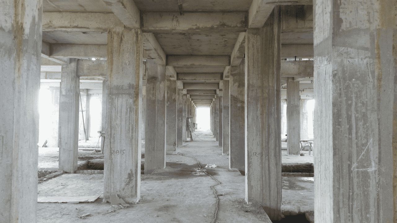 A ground floor view of the underconstruction Block-A of Guest House, 24/07/2015